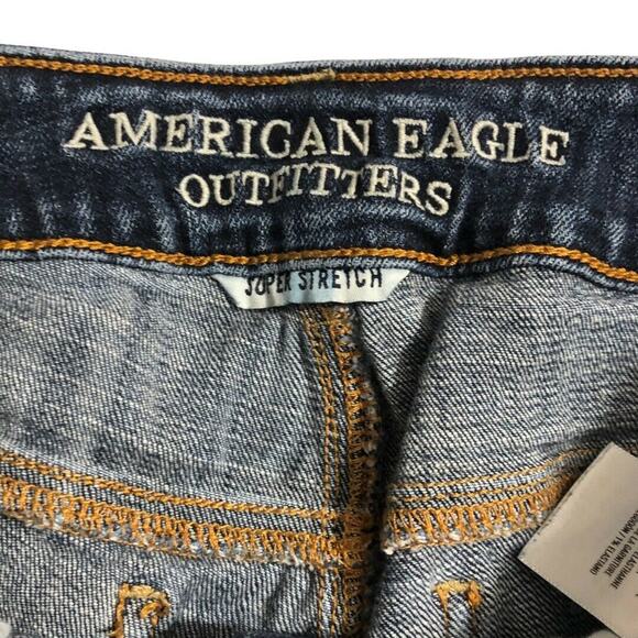 American Eagle Womens Jean Shorts Sz 2 Super Stretch Midi Denim Shorts Low Rise - Picture 3 of 5